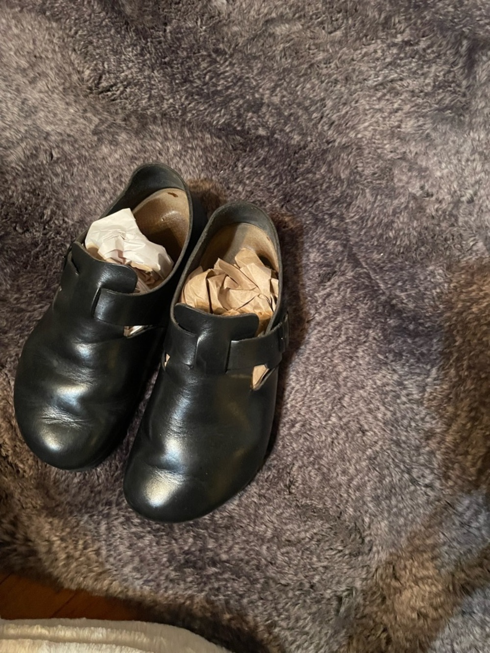 Birkenstock Black Leather Clogs Slip-Ons